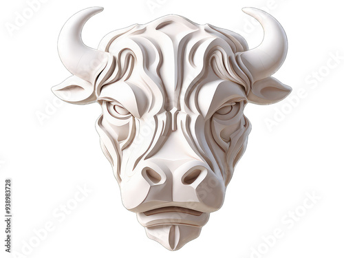 3d illustration Dangerous Bull face logo isolated on transparency background PNG