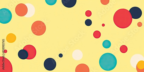 Colorful Abstract Circles on Yellow Background