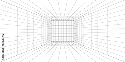 White Perspective Grid Room Background