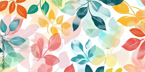 Colorful Watercolor Leaves Pattern Design
