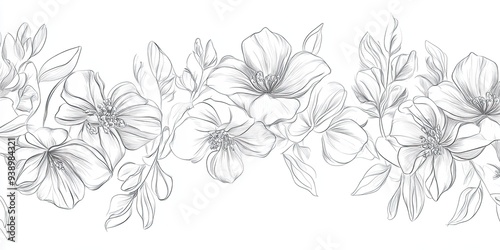 Elegant Floral Sketch in Monochrome Design