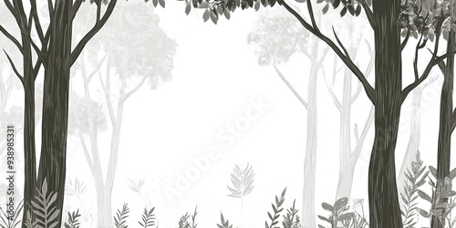 Serene Forest Scene with Subtle Gray Tones