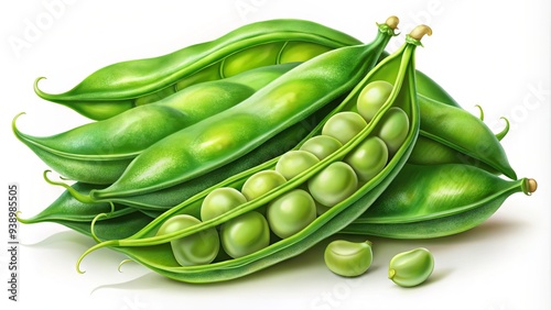 Wallpaper Mural Vibrant Illustration Of Tender Green Beans In A Pod, With Intricate Tendrils And A Soft, Velvety Texture. Torontodigital.ca