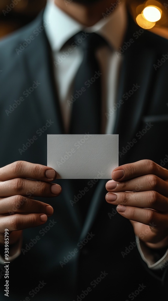 businessman holding visit card on hands, close, office background businessman holding visit card on hands, close, office background