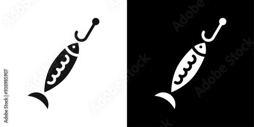 Bait Fishing Minnow icon Flat fill set collection