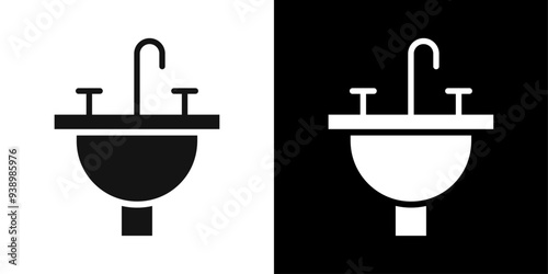 Bathroom sink icon Flat fill set collection
