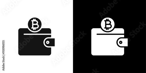 bitcoin wallet icon Flat fill set collection