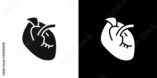 Cardiology icon Flat fill set collection