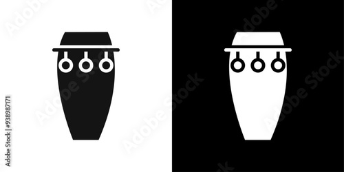 Conga drum icon Flat fill set collection