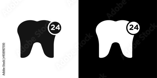 Dental Protection for 24 Hours icon Flat fill set collection