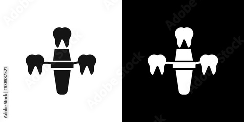 Dental implants icon Flat fill set collection