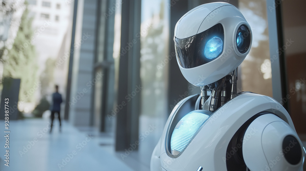 Naklejka premium High-tech modern robot. Robot in the modern world. generation AI