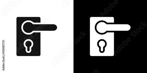Door knob icon Flat fill set collection