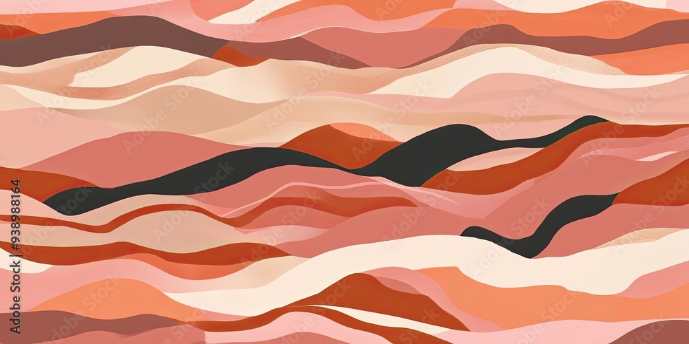 Abstract Waves in Earthy Tones and Soft Curves Abstract Waves in Earthy Tones and Soft Curves