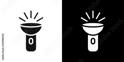Flashlight icon Flat fill set collection