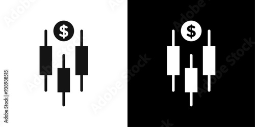 Forex stock market icon Flat fill set collection