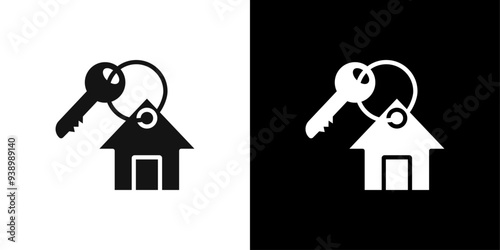 House key icon Flat fill set collection
