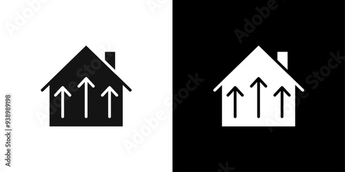 House heating icon Flat fill set collection