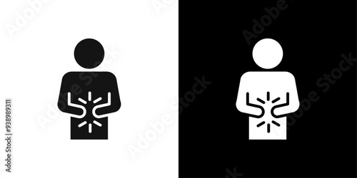 Indigestion icon Flat fill set collection