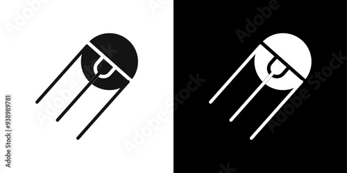 Linear sputnik icon Flat fill set collection