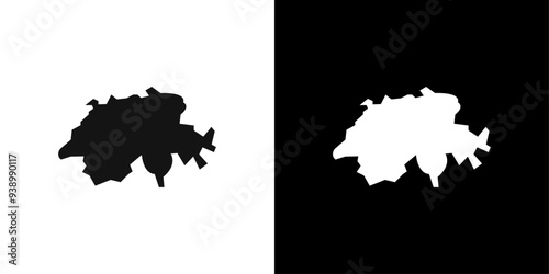 map of switzerland icon Flat fill set collection