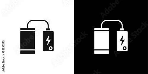 Mobile Charging with Power Bank Icon Flat fill set collection