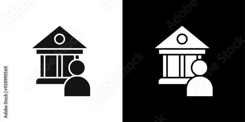 Museum curator male icon Flat fill set collection