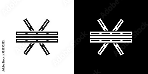 Multi level junction icon Flat fill set collection