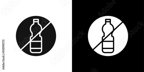 No plastic bottle icon Flat fill set collection