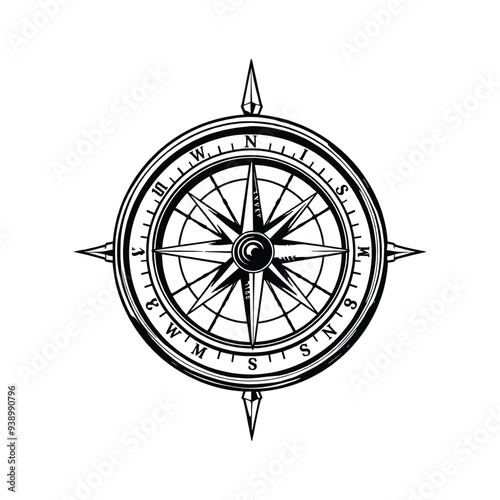 Black and White Compass Design photo