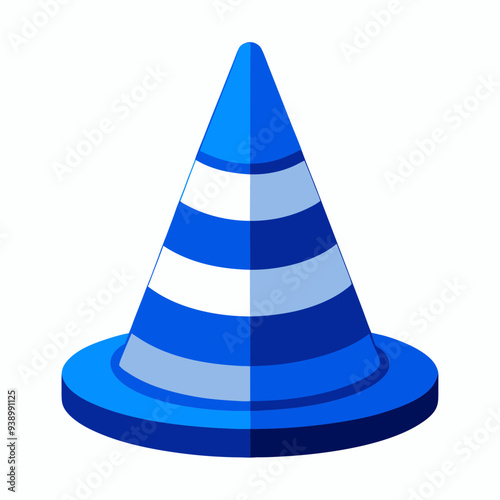Here is the vector design of a blue glass traffic cone on a white background art vector illustration