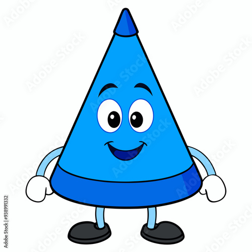 Here is the vector design of a blue glass traffic cone on a white background art vector illustration