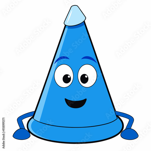 Here is the vector design of a blue glass traffic cone on a white background art vector illustration
