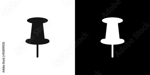Push pin icon Flat fill set collection