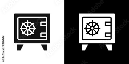 Safe Box Icon Flat fill set collection