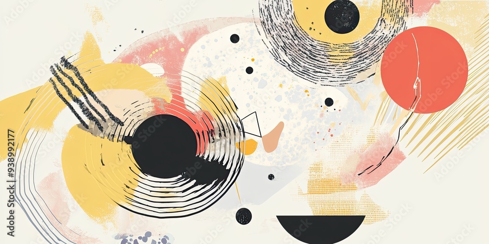 Abstract Composition with Geometric Shapes and Lines