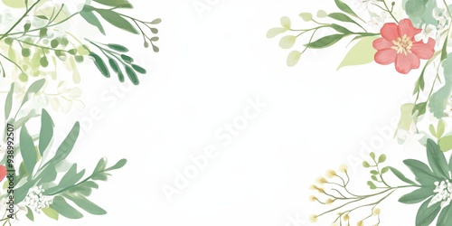 Floral Border Design with Greenery and Flowers