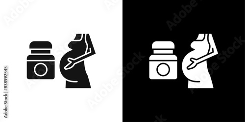 Supplements for pregnant women icon Flat fill set collection