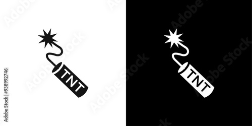 TNT dynamite icon Flat fill set collection