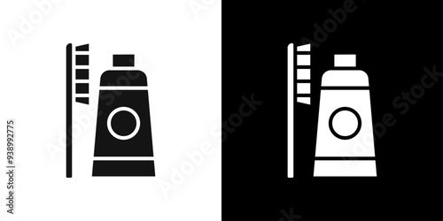 tooth brush icon Flat fill set collection