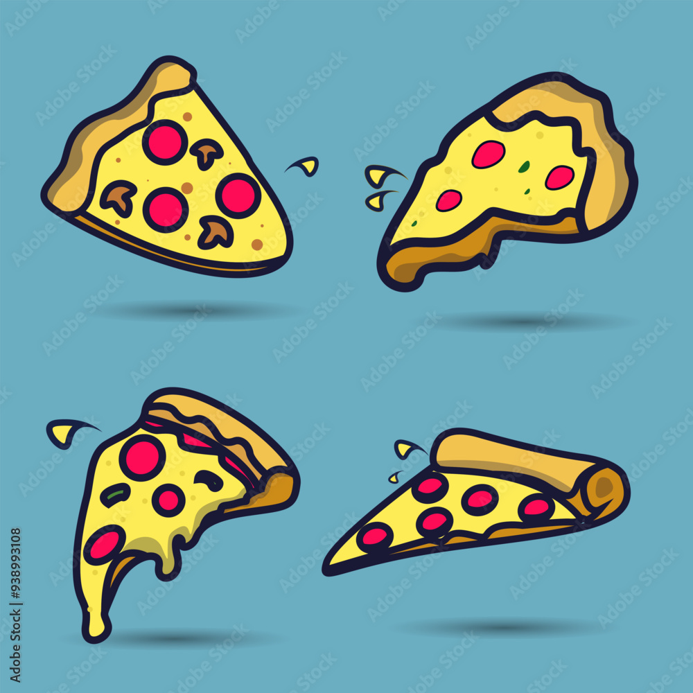 illustration of collection pizza with cheese illustration of collection pizza with cheese