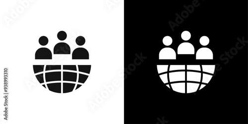 World population icon Flat fill set collection