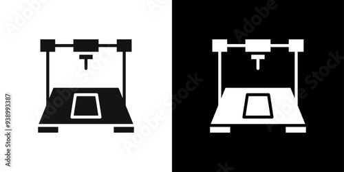 3d printer icon Flat fill set collection