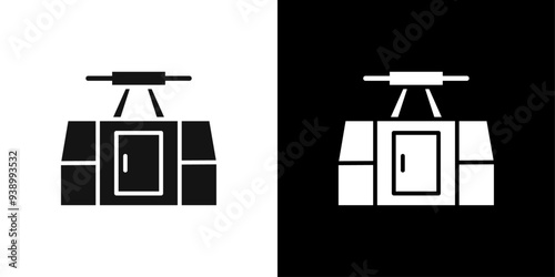 aerial tramway icon Flat fill set collection