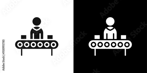 Assembly line icon Flat fill set collection