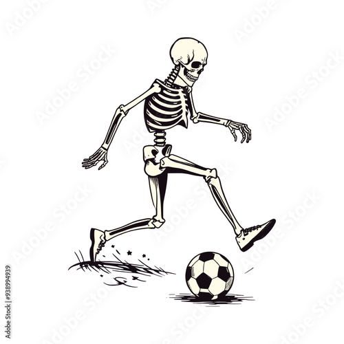 Skeleton Running After a Soccer Ball