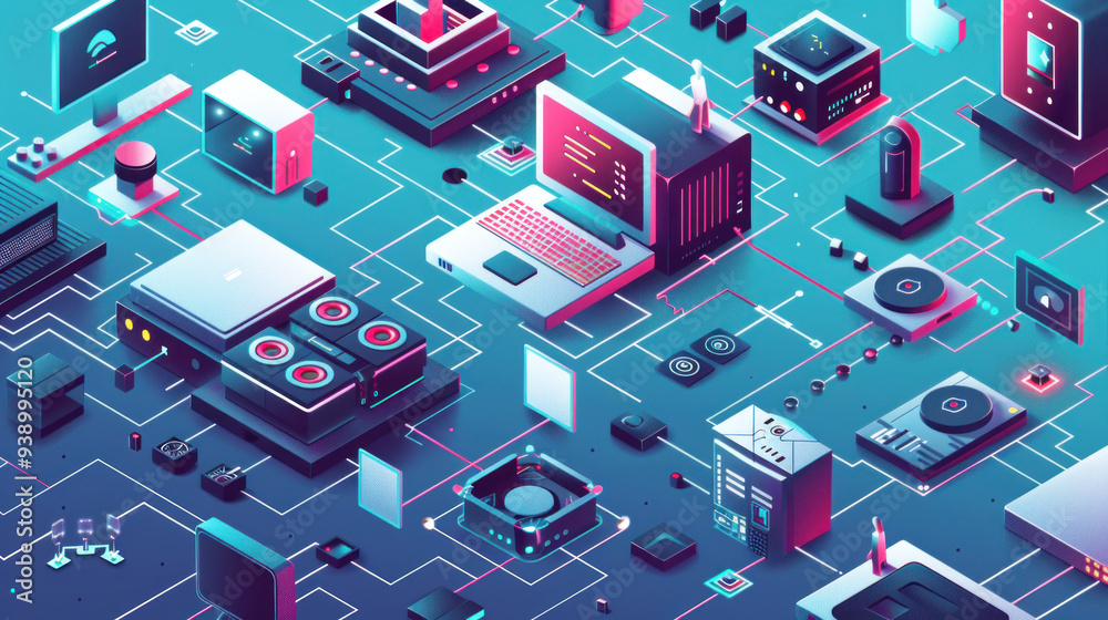 isometric technology background isometric technology background
