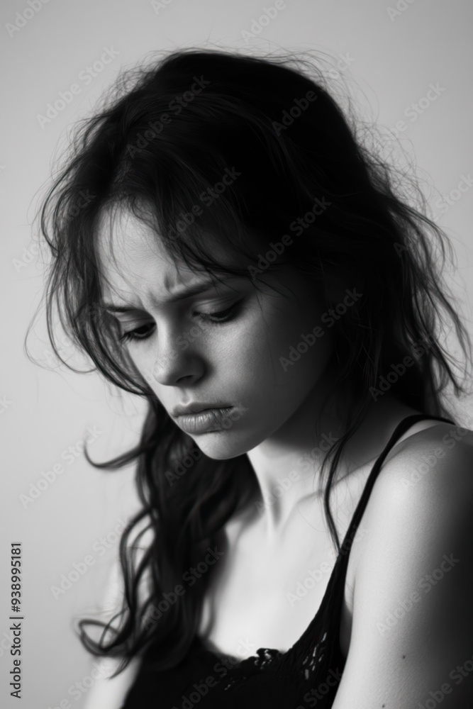 Black white image of a 30 year old beautiful woman with closed eyes Black white image of a 30 year old beautiful woman with closed eyes