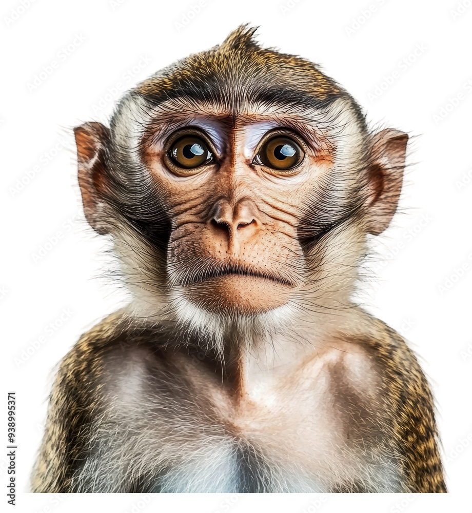 PNG Close-up of a curious monkey with expressive eyes PNG Close-up of a curious monkey with expressive eyes