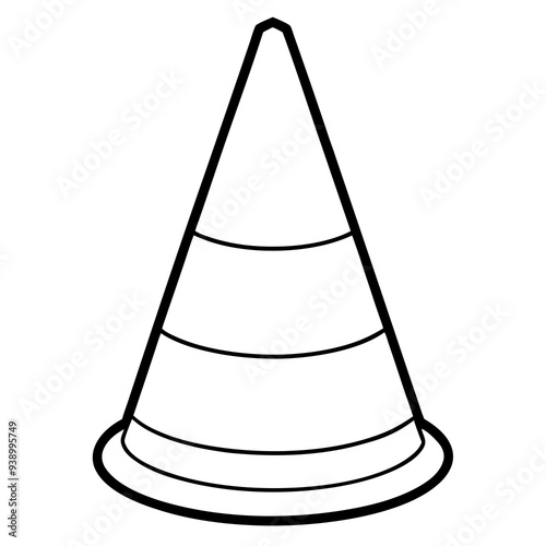 Here is the vector design of a blue glass traffic cone on a white background line art vector illustration